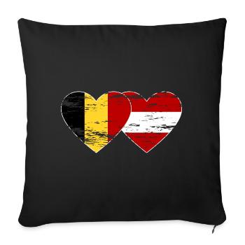 Belgium Austria Flag Heart Used - Sofa pillowcase 17,3'' x 17,3'' (45 x 45 cm) - black - Front