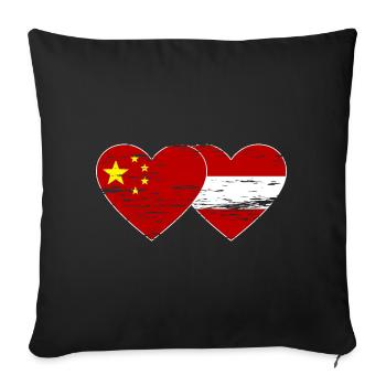 China Austria Flag Heart Used - Sofa pillowcase 17,3'' x 17,3'' (45 x 45 cm) - black - Front