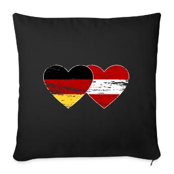 Germany Austria Flag Heart Used - Sofa pillowcase 17,3'' x 17,3'' (45 x 45 cm) - black - Front