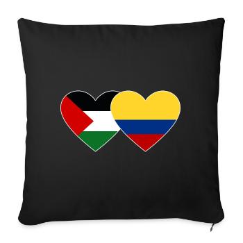 Palestine Colombia Flag Heart - Sofa pillowcase 17,3'' x 17,3'' (45 x 45 cm) - black - Front