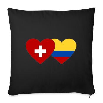 Switzerland Colombia Flag Heart - Sofa pillowcase 17,3'' x 17,3'' (45 x 45 cm) - black - Front