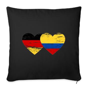 Germany Colombia Flag Heart Used - Sofa pillowcase 17,3'' x 17,3'' (45 x 45 cm) - black - Front