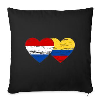 Colombia Holland Flag Heart Used - Sofa pillowcase 17,3'' x 17,3'' (45 x 45 cm) - black - Front