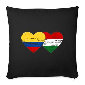 Colombia Hungary flag heart used - Sofa pillowcase 17,3'' x 17,3'' (45 x 45 cm) - black - Front