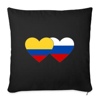Colombie Russie Drapeau Coeur - Housse de coussin décorative 45 x 45 cm - noir - Devant