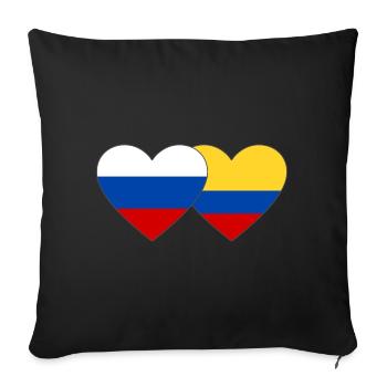 Russie Colombie Drapeau Coeur - Housse de coussin décorative 45 x 45 cm - noir - Devant