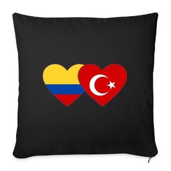 Colombia Turkey Flag Heart - Sofa pillowcase 17,3'' x 17,3'' (45 x 45 cm) - black - Front