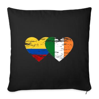 Colombie Irlande drapeau coeur utilisé - Housse de coussin décorative 45 x 45 cm - noir - Devant