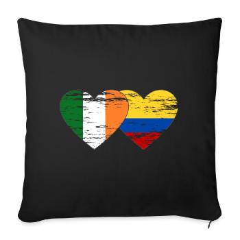 Irlande Colombie drapeau coeur utilisé - Housse de coussin décorative 45 x 45 cm - noir - Devant