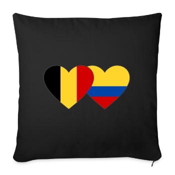 Belgium Colombia Flag Heart - Sofa pillowcase 17,3'' x 17,3'' (45 x 45 cm) - black - Front