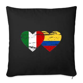 Italy Colombia Flag Heart Used - Sofa pillowcase 17,3'' x 17,3'' (45 x 45 cm) - black - Front