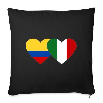 Colombia Italy Flag Heart - Sofa pillowcase 17,3'' x 17,3'' (45 x 45 cm) - black - Front