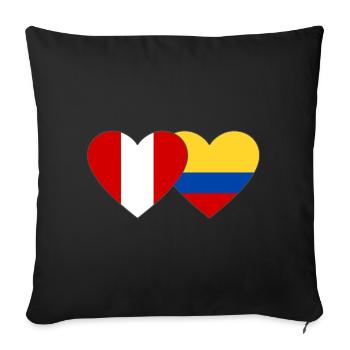 Pérou Colombie Drapeau Coeur - Housse de coussin décorative 45 x 45 cm - noir - Devant
