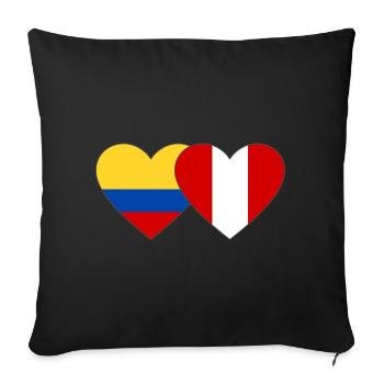 Colombie Pérou Drapeau Coeur - Housse de coussin décorative 45 x 45 cm - noir - Devant