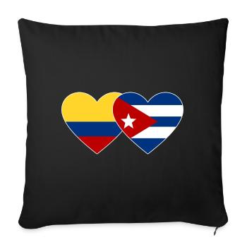 Colombia Cuba Flag Heart - Sofa pillowcase 17,3'' x 17,3'' (45 x 45 cm) - black - Front
