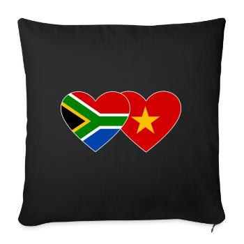 Afrique du Sud Vietnam Drapeau Coeur - Housse de coussin décorative 45 x 45 cm - noir - Devant