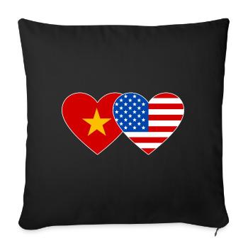 Vietnam USA Flag Heart Used - Sofa pillowcase 17,3'' x 17,3'' (45 x 45 cm) - black - Front