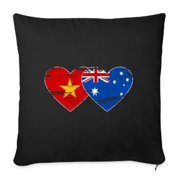 Vietnam Australia Flag Heart Used - Sofa pillowcase 17,3'' x 17,3'' (45 x 45 cm) - black - Front