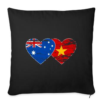 Australia Vietnam Flag Heart Used - Sofa pillowcase 17,3'' x 17,3'' (45 x 45 cm) - black - Front