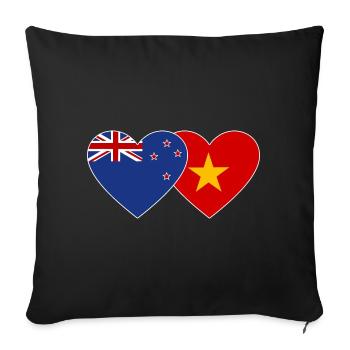 New Zealand Vietnam Flag Heart - Sofa pillowcase 17,3'' x 17,3'' (45 x 45 cm) - black - Front