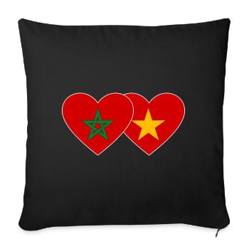 Morocco Vietnam Flag Heart - Sofa pillowcase 17,3'' x 17,3'' (45 x 45 cm) - black - Front