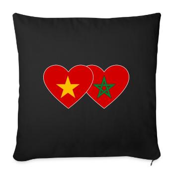 Vietnam Morocco Flag Heart - Sofa pillowcase 17,3'' x 17,3'' (45 x 45 cm) - black - Front