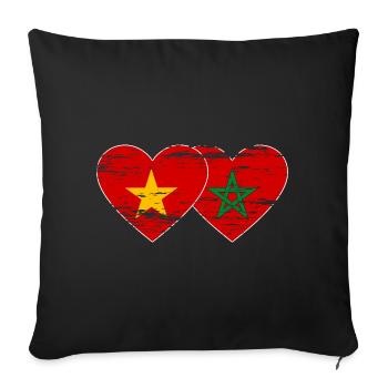 Vietnam Morocco flag heart used - Sofa pillowcase 17,3'' x 17,3'' (45 x 45 cm) - black - Front