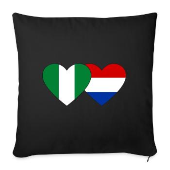 Nigeria Holland Flag Heart - Sofa pillowcase 17,3'' x 17,3'' (45 x 45 cm) - black - Front