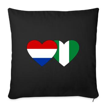 Holland Nigeria Flag Heart - Sofa pillowcase 17,3'' x 17,3'' (45 x 45 cm) - black - Front
