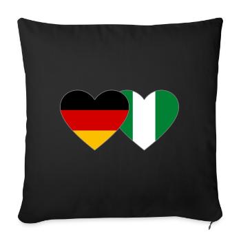 Germany Nigeria Flag Heart - Sofa pillowcase 17,3'' x 17,3'' (45 x 45 cm) - black - Front
