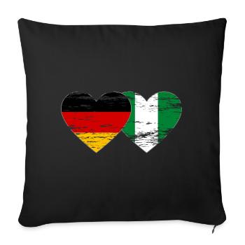 Germany Nigeria flag heart used - Sofa pillowcase 17,3'' x 17,3'' (45 x 45 cm) - black - Front