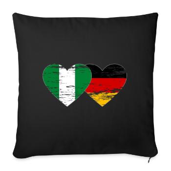 Nigeria Germany flag heart used - Sofa pillowcase 17,3'' x 17,3'' (45 x 45 cm) - black - Front