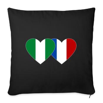 Nigeria France Flag Heart - Sofa pillowcase 17,3'' x 17,3'' (45 x 45 cm) - black - Front