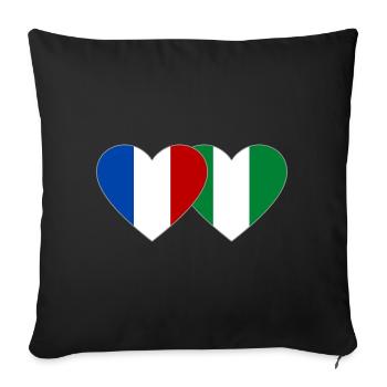 France Nigeria Flag Heart - Sofa pillowcase 17,3'' x 17,3'' (45 x 45 cm) - black - Front