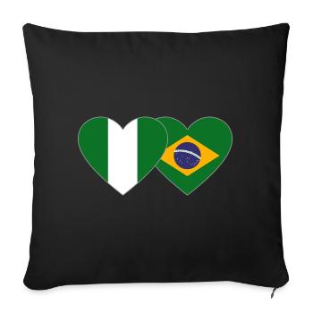 Drapeau du Nigeria Brésil Cœur - Housse de coussin décorative 45 x 45 cm - noir - Devant