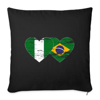 Nigeria Brazil Flag Heart used - Sofa pillowcase 17,3'' x 17,3'' (45 x 45 cm) - black - Front