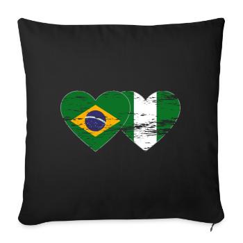 Brazil Nigeria flag heart used - Sofa pillowcase 17,3'' x 17,3'' (45 x 45 cm) - black - Front