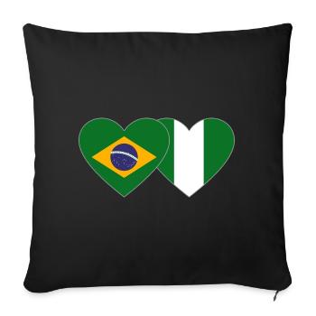 Brazil Nigeria Flag Heart - Sofa pillowcase 17,3'' x 17,3'' (45 x 45 cm) - black - Front