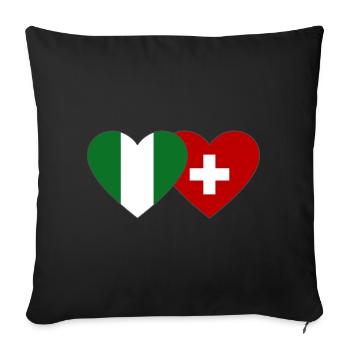 Nigeria Suisse Drapeau Coeur - Housse de coussin décorative 45 x 45 cm - noir - Devant