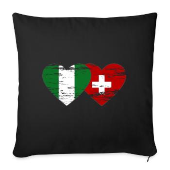 Nigeria Switzerland Flag Heart used - Sofa pillowcase 17,3'' x 17,3'' (45 x 45 cm) - black - Front
