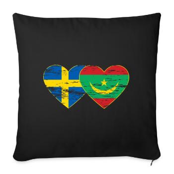 Suède Mauritanie Drapeau Coeur Utilisé - Housse de coussin décorative 45 x 45 cm - noir - Devant