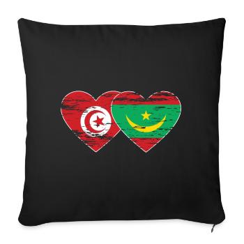 Tunisia Mauritania Flag Heart used - Sofa pillowcase 17,3'' x 17,3'' (45 x 45 cm) - black - Front