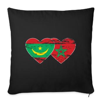 Mauritanie Maroc Drapeau Coeur utilisé - Housse de coussin décorative 45 x 45 cm - noir - Devant