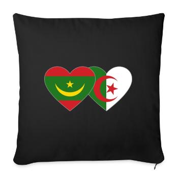 Algérie Mauritanie Drapeau Cœur - Housse de coussin décorative 45 x 45 cm - noir - Devant