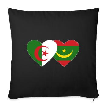 Algérie Mauritanie Drapeau Cœur - Housse de coussin décorative 45 x 45 cm - noir - Devant