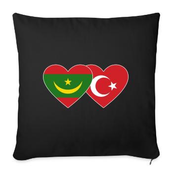 Mauritanie Turquie Drapeau Cœur - Housse de coussin décorative 45 x 45 cm - noir - Devant