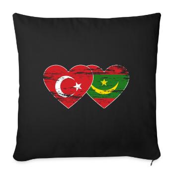 Turkey Mauritania Flag Heart used - Sofa pillowcase 17,3'' x 17,3'' (45 x 45 cm) - black - Front