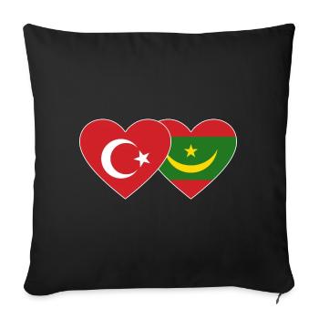 Turquie Mauritanie Drapeau Coeur - Housse de coussin décorative 45 x 45 cm - noir - Devant