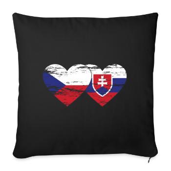 République tchèque Slovaquie Drapeau Coeur utilisé - Housse de coussin décorative 45 x 45 cm - noir - Devant