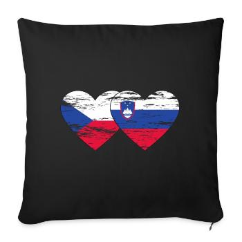 Czech Republic Slovenia flag heart used - Sofa pillowcase 17,3'' x 17,3'' (45 x 45 cm) - black - Front